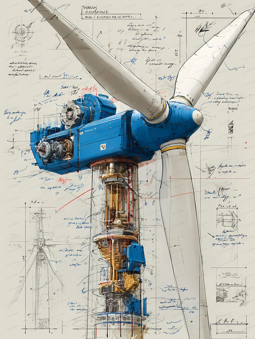 风力发电机分解图|提示词分享