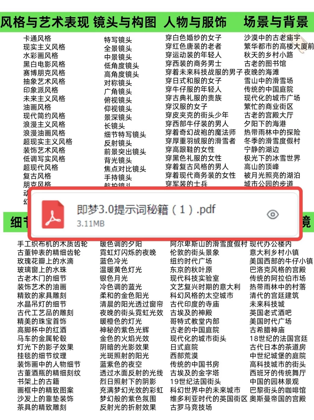 沉浸式！！！即梦的800个高级生图提示词，必学