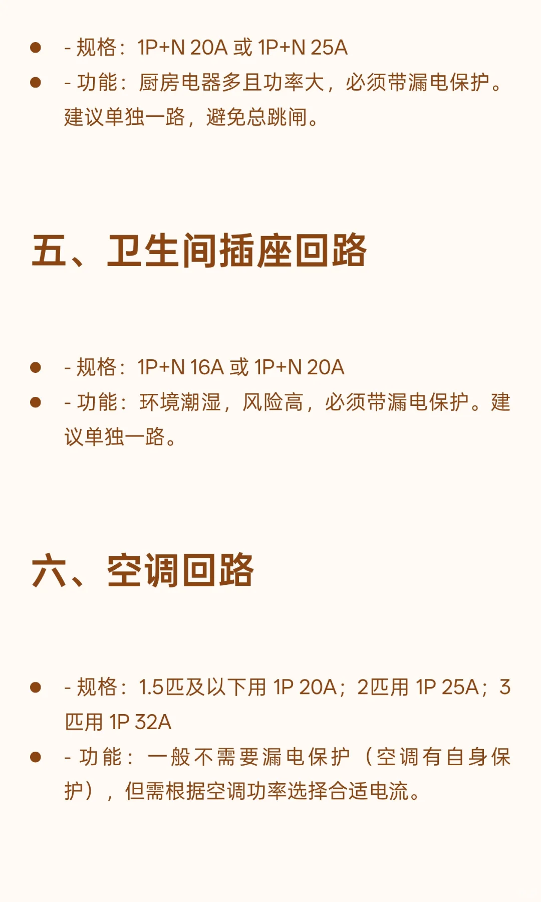 家用断路器配置清单