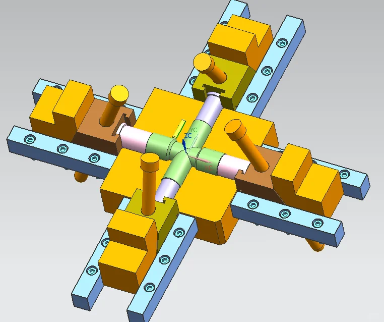 四通管注塑模具设计图纸-一模一腔
