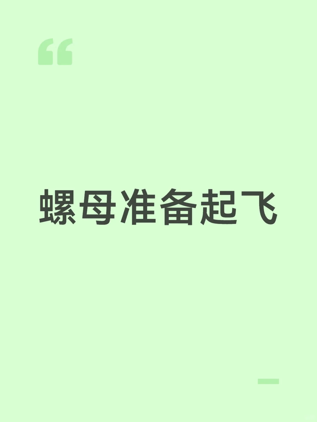 螺母准备起飞