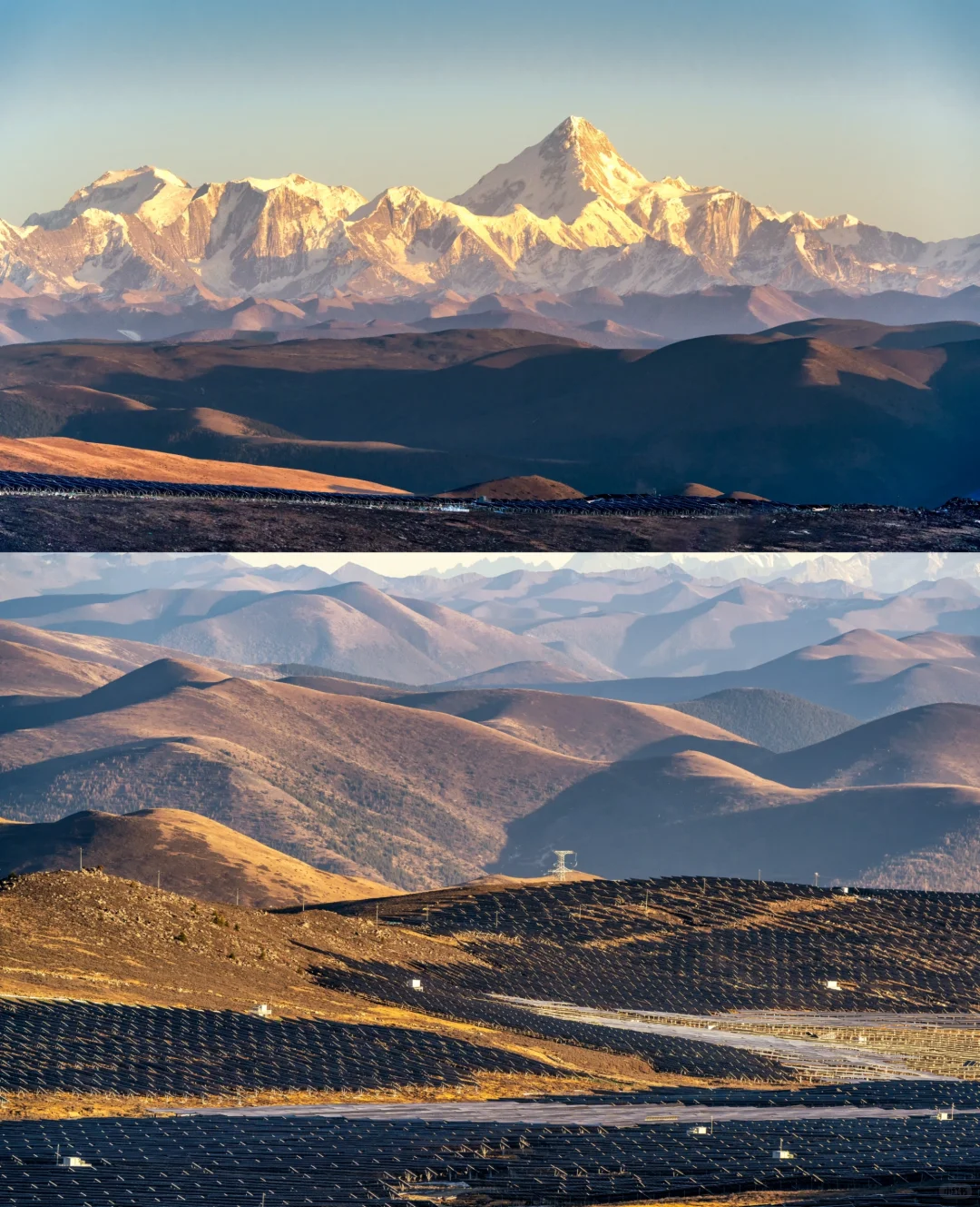 雪山下的光伏电站