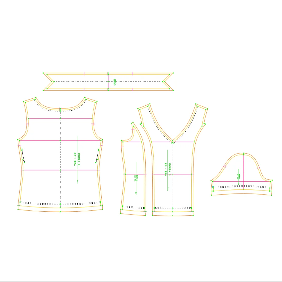 针织高弹修身女装T恤剪切图