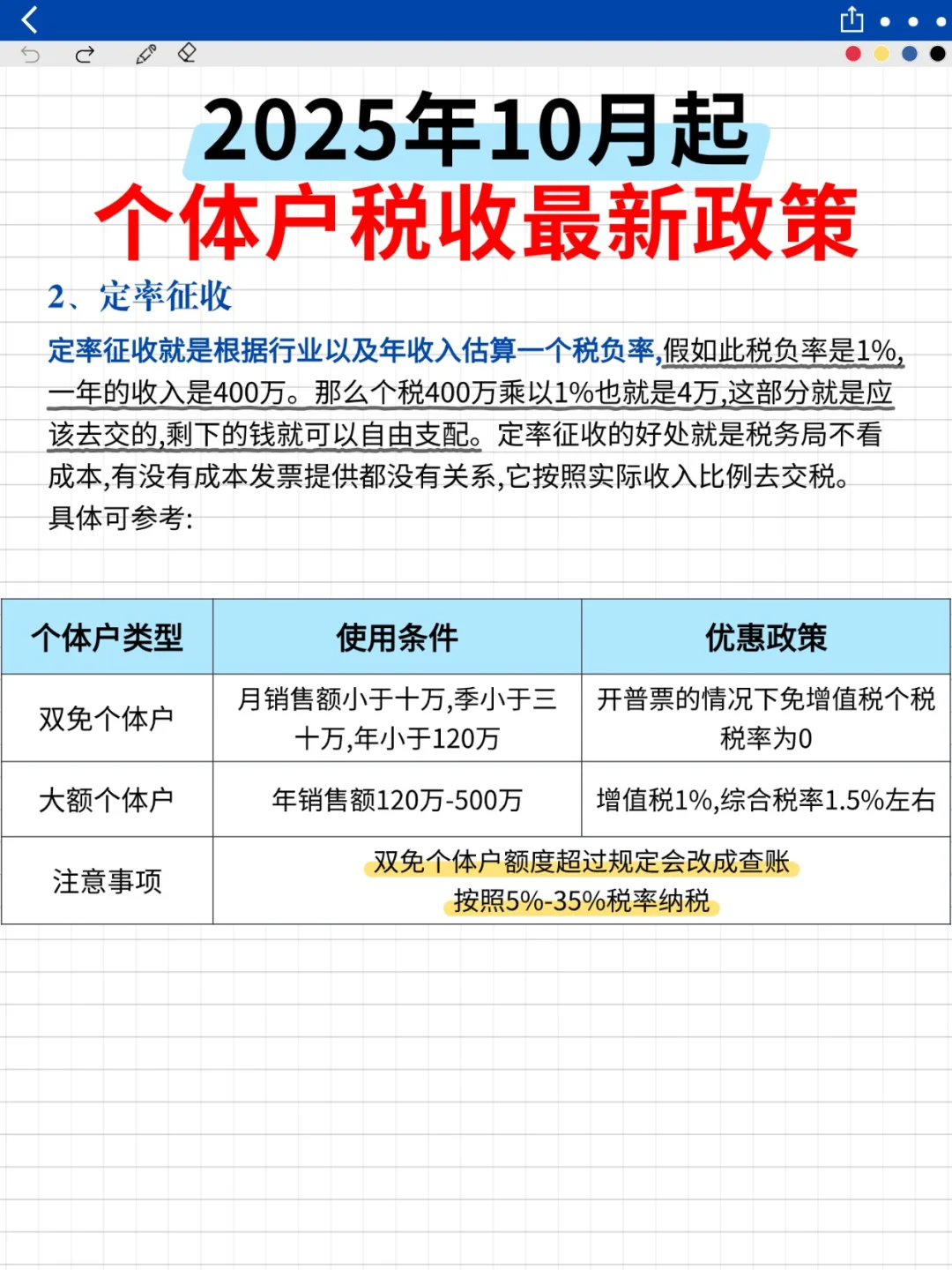 ?2025年10月起，个体户税收最新政策落地