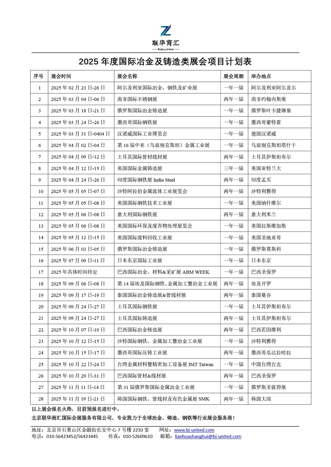 2025年冶金，铸造，钢铁国际行业展会