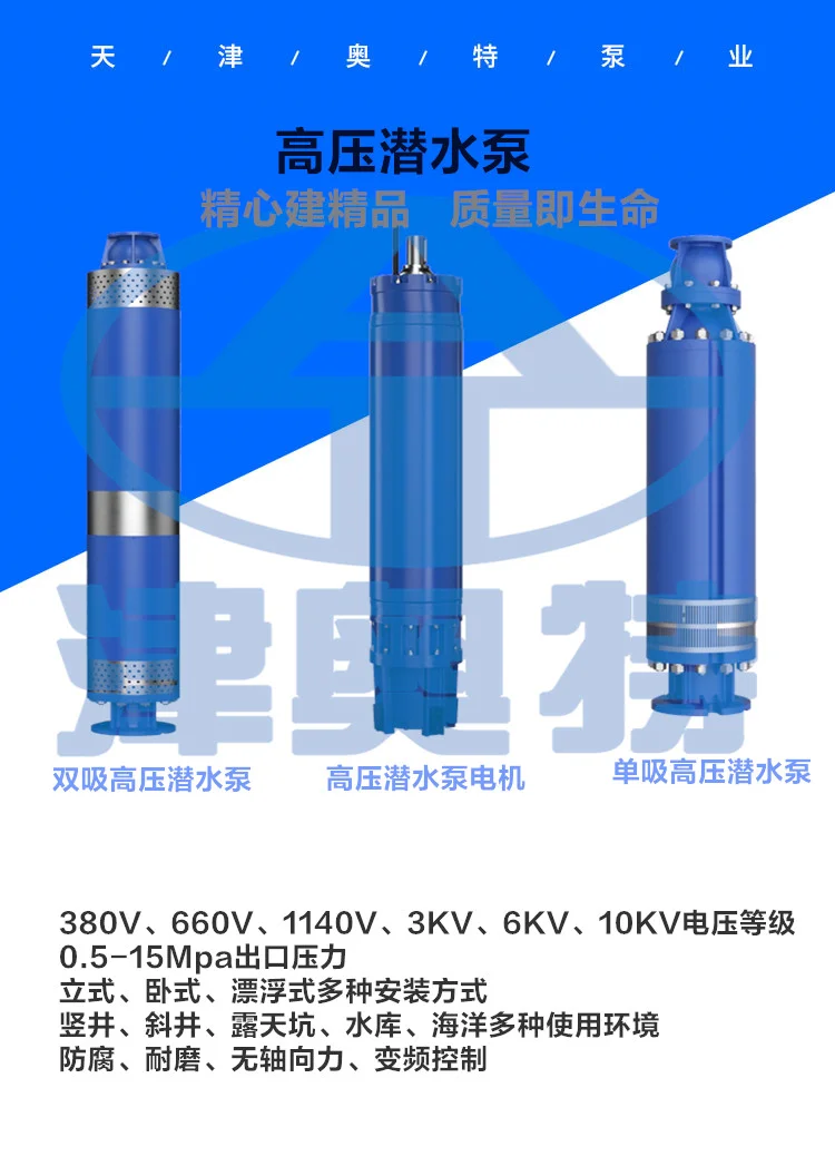 660V 高压潜水泵 立式 800方大流量 卧式