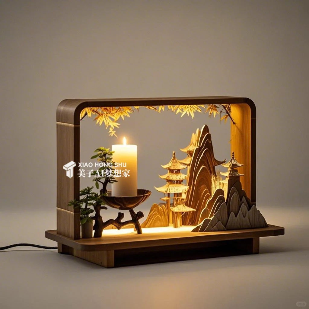 ✨AI产品设计1000个?国风竹景香薰蜡烛台