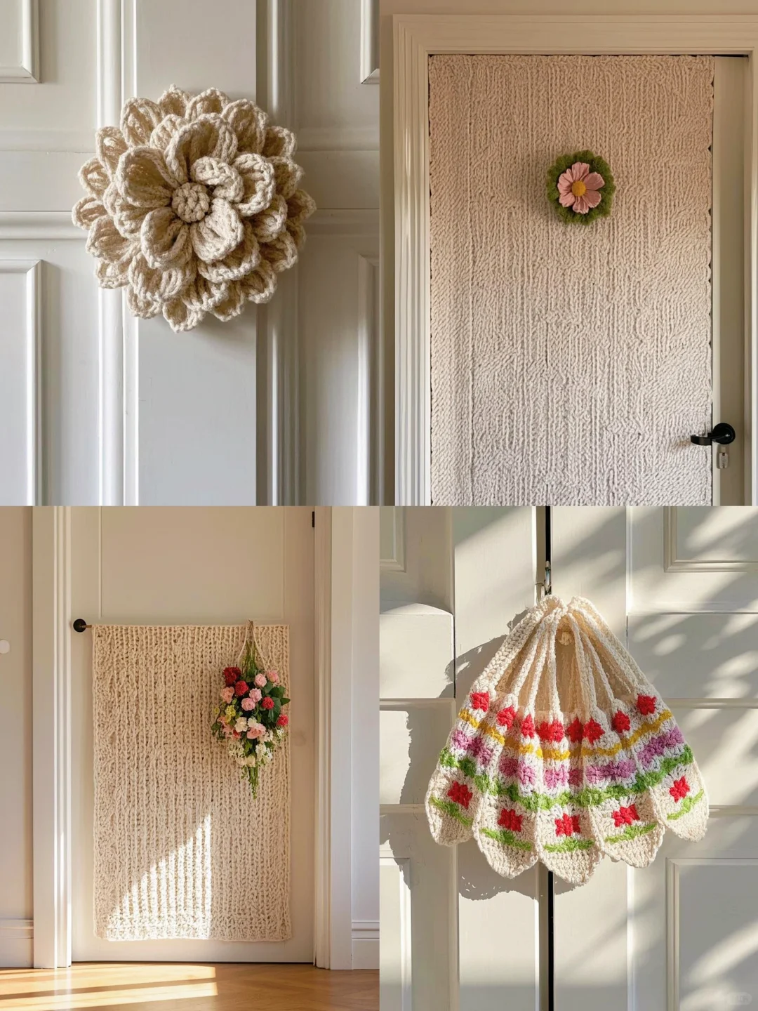 被邻居追着问的针织花朵门饰? 太仙啦