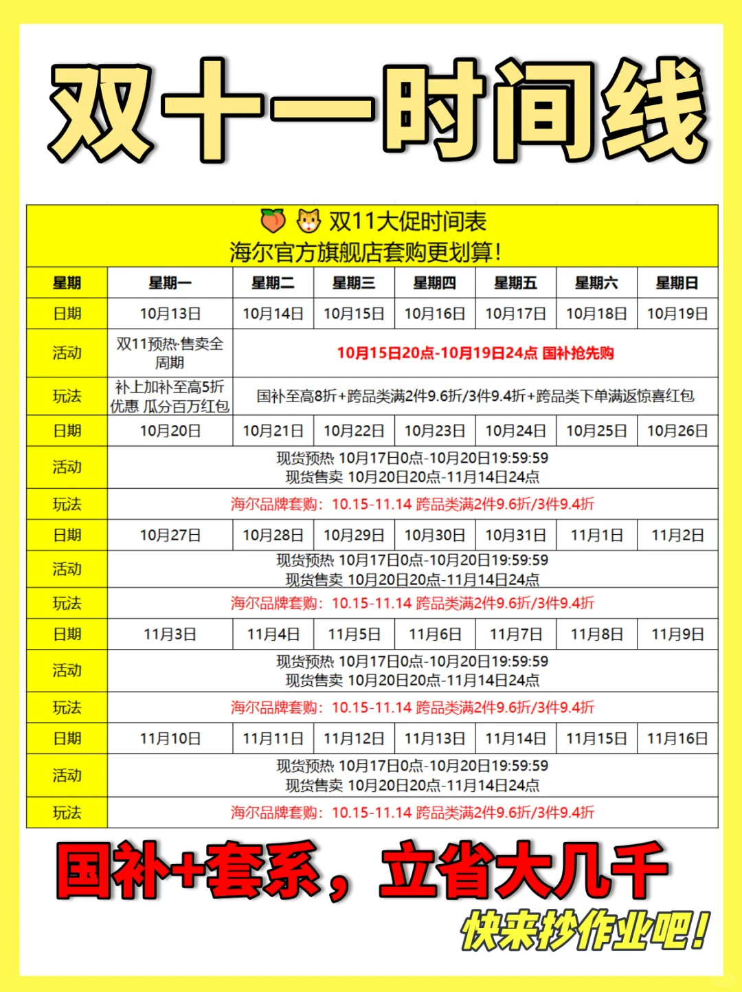 双十一抄作业｜海尔小红花全家桶攻略