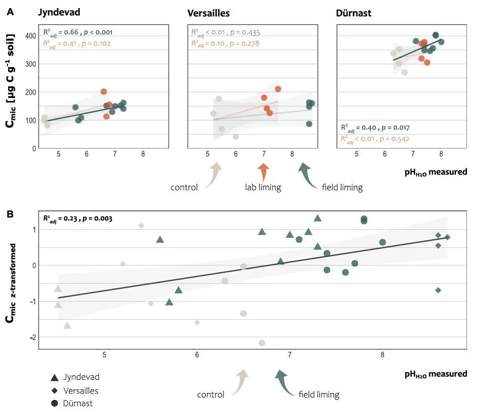 石灰添加如何影响微生物CUE?
