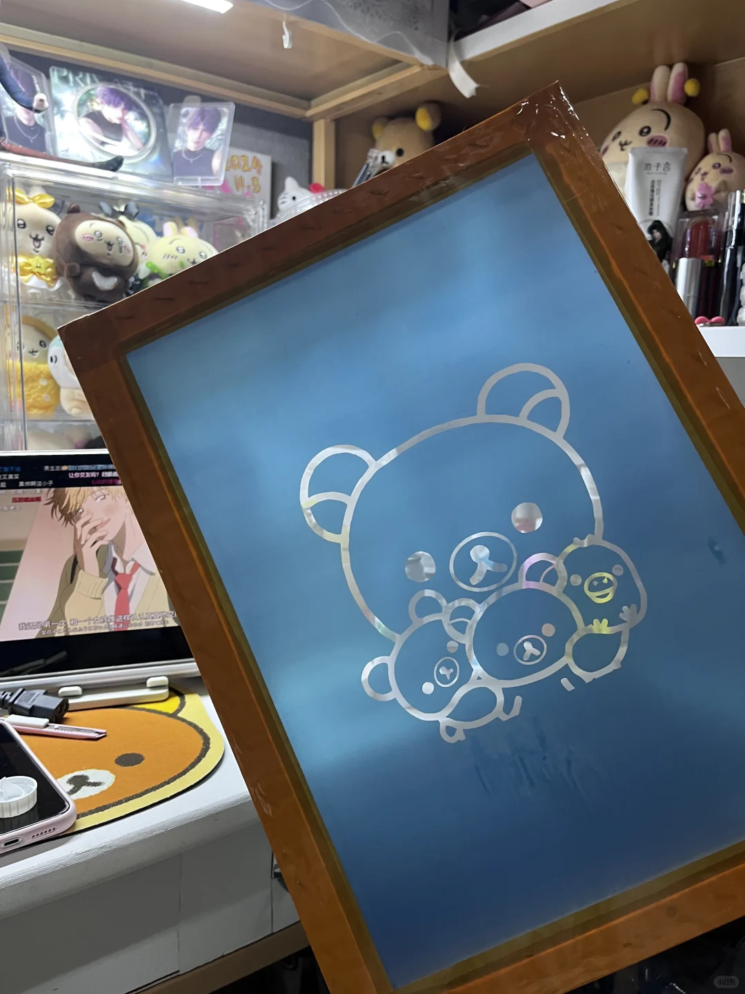 丝网印刷轻松熊短袖˶╹ꇴ╹˶