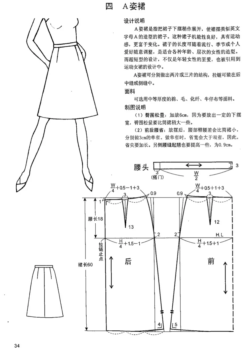 A字裙原型打版