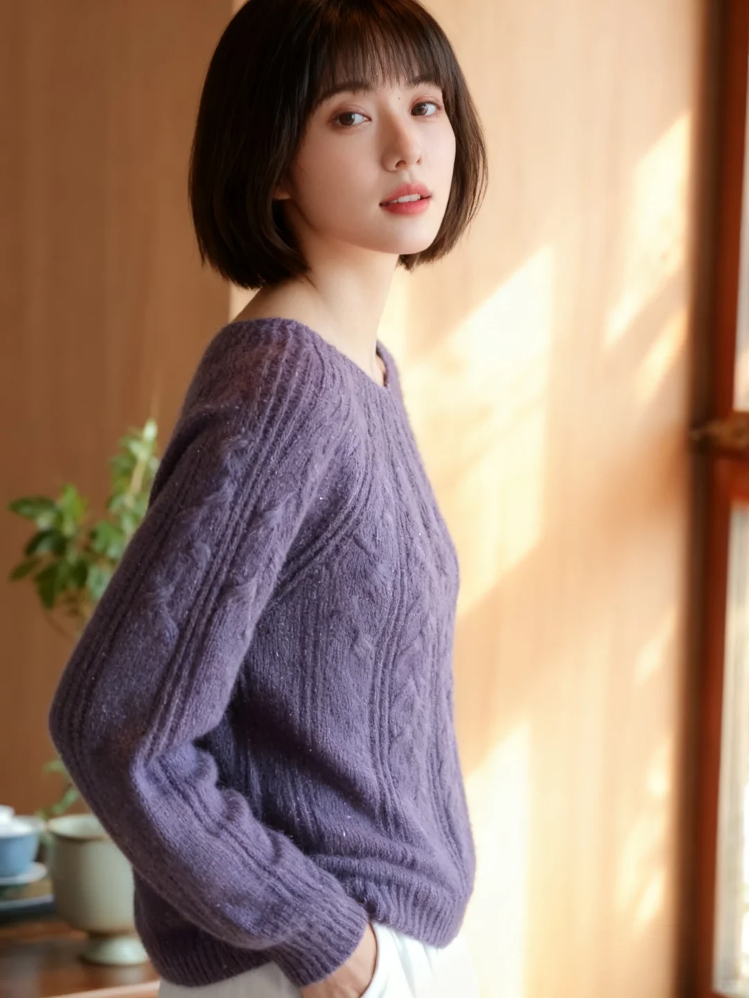 紫调绞花亮丝毛衣编织教程【新手视频教程】