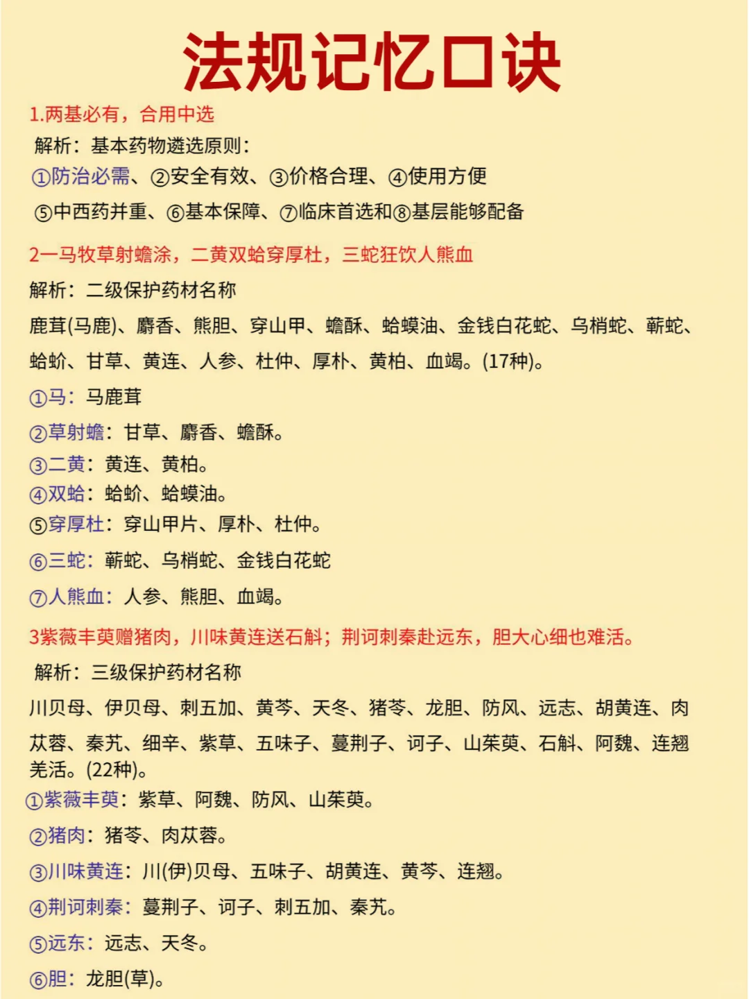 24执业药师法规必备记忆口诀