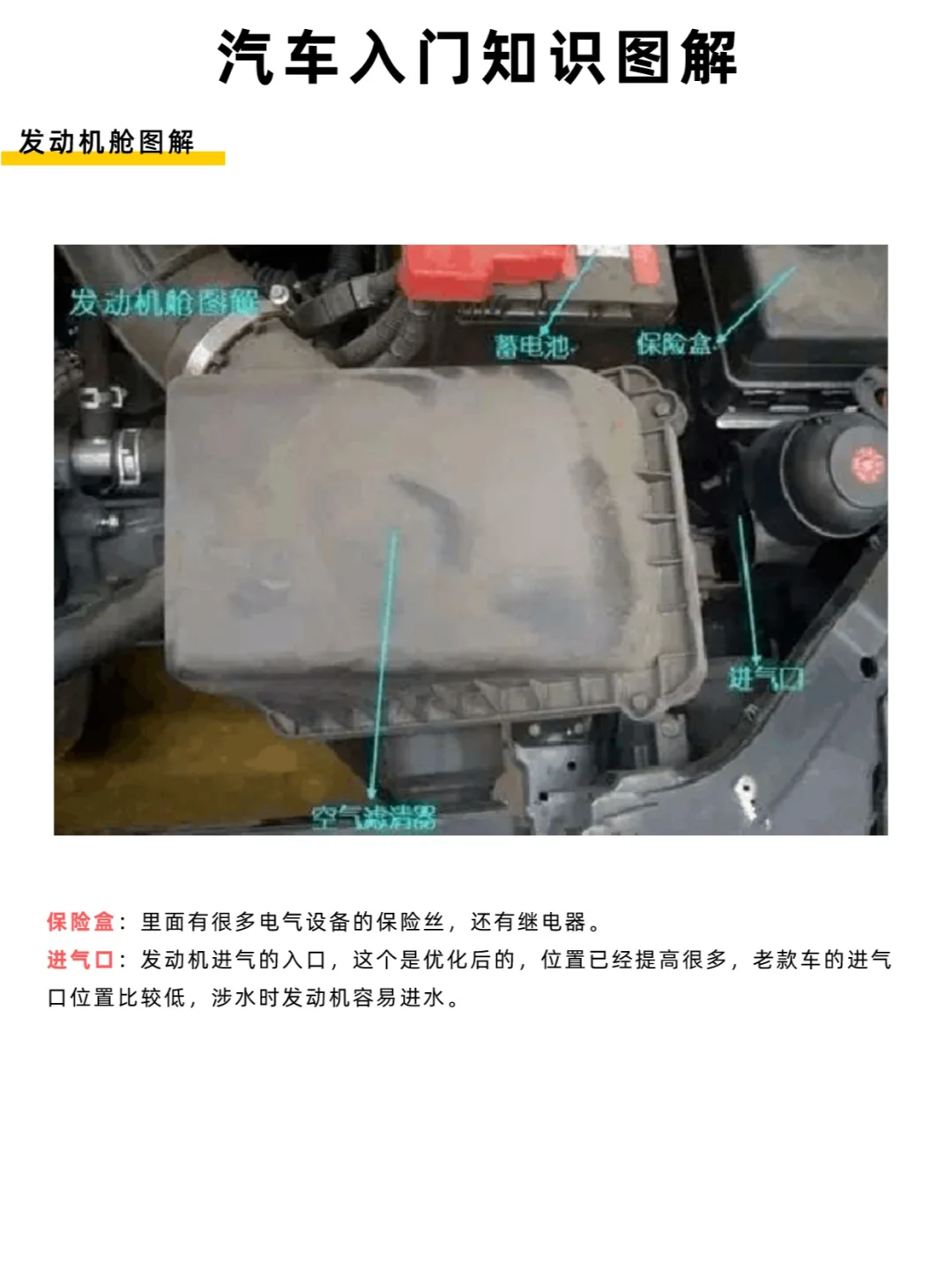 汽车入门知识-发动机舱图解