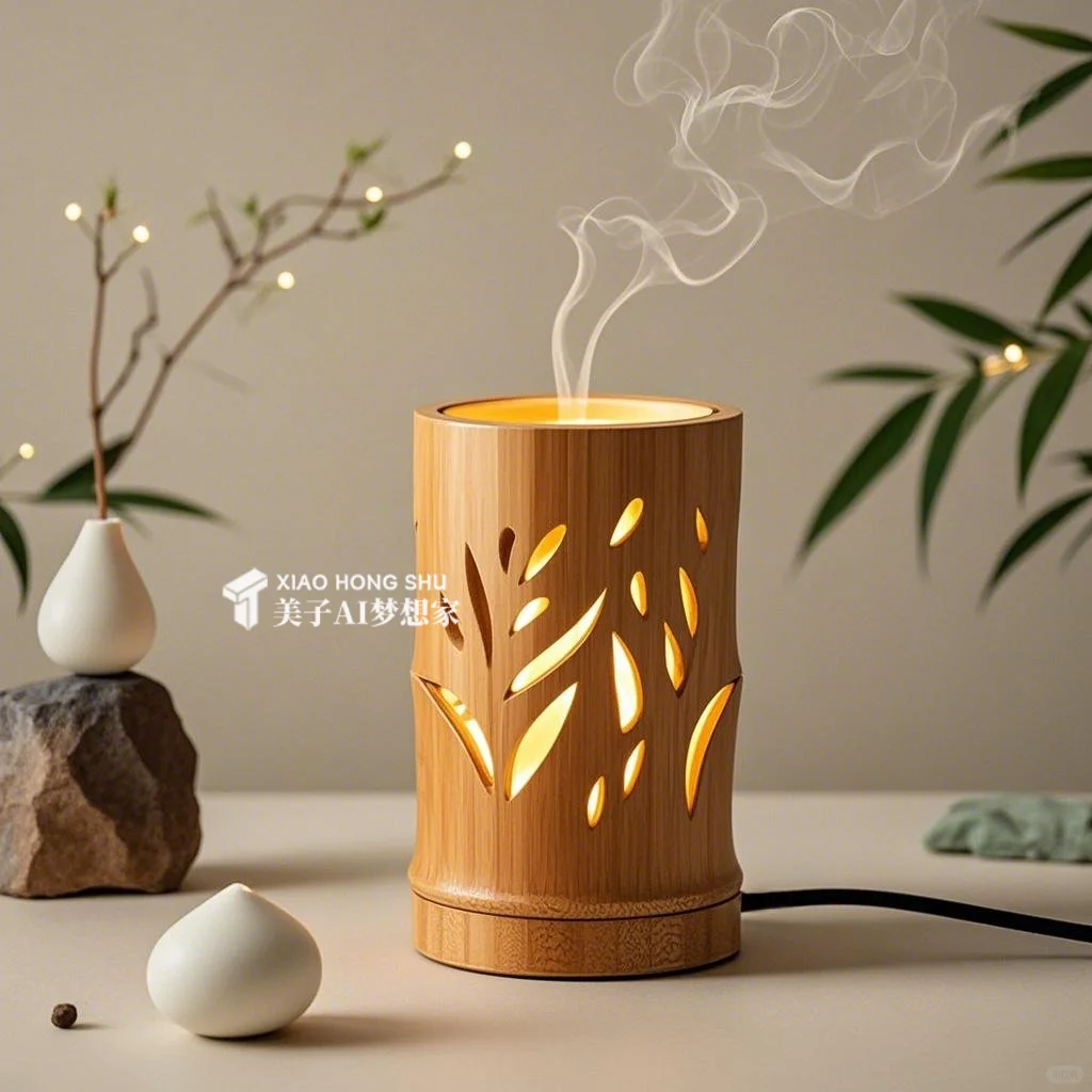 ✨AI产品设计1000个?国风竹景香薰蜡烛台