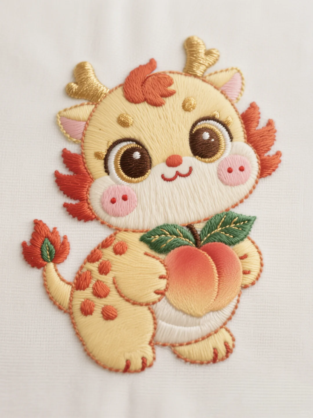 瑞兽桃子刺绣