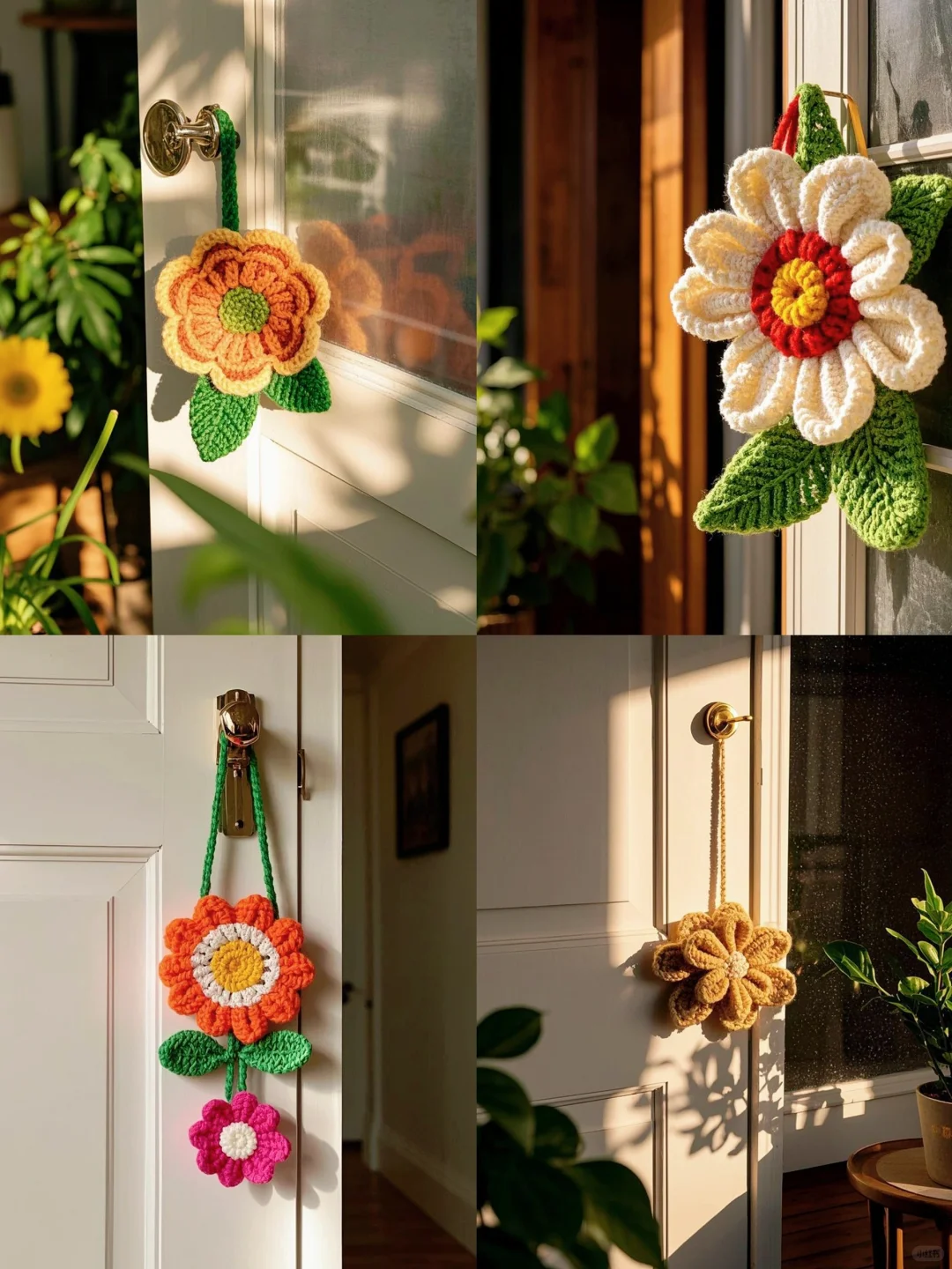 被邻居追着问的针织花朵门饰? 太仙啦