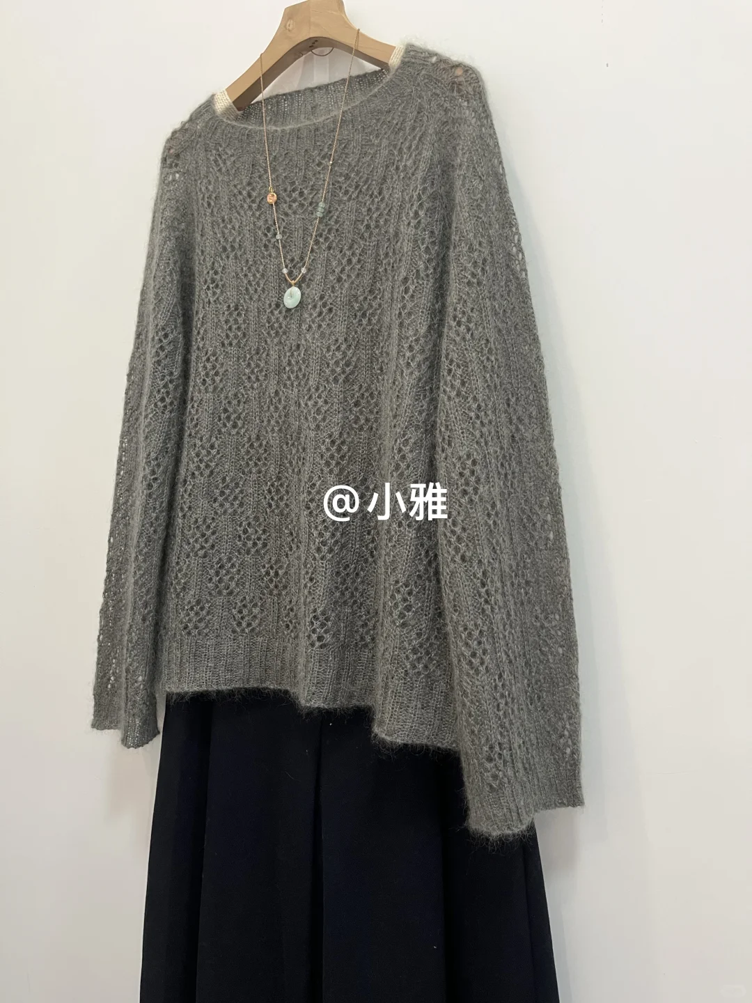 浅秋/镂空花马海毛毛衣教程分享