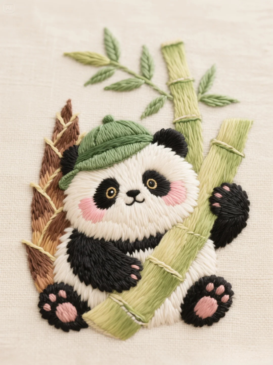 挑战超级可爱的熊猫刺绣，第五十三天❤️