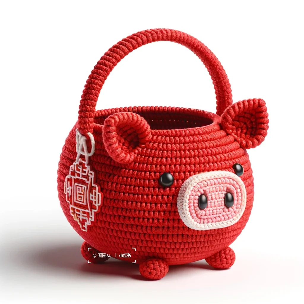 喜气洋洋｜十二生肖钩编果篮收纳篮