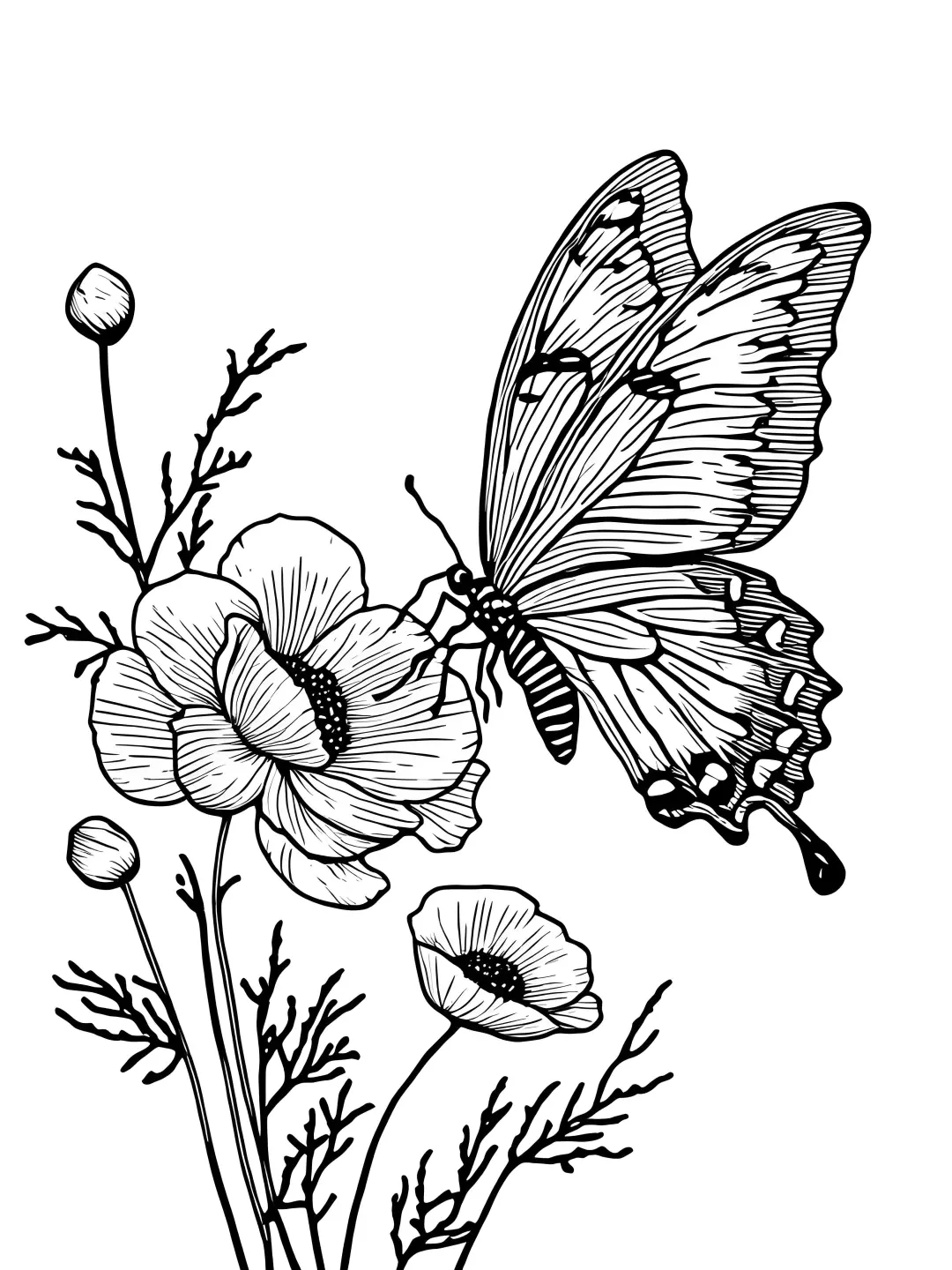 刺绣素材 | 蝴蝶与花朵刺绣图案