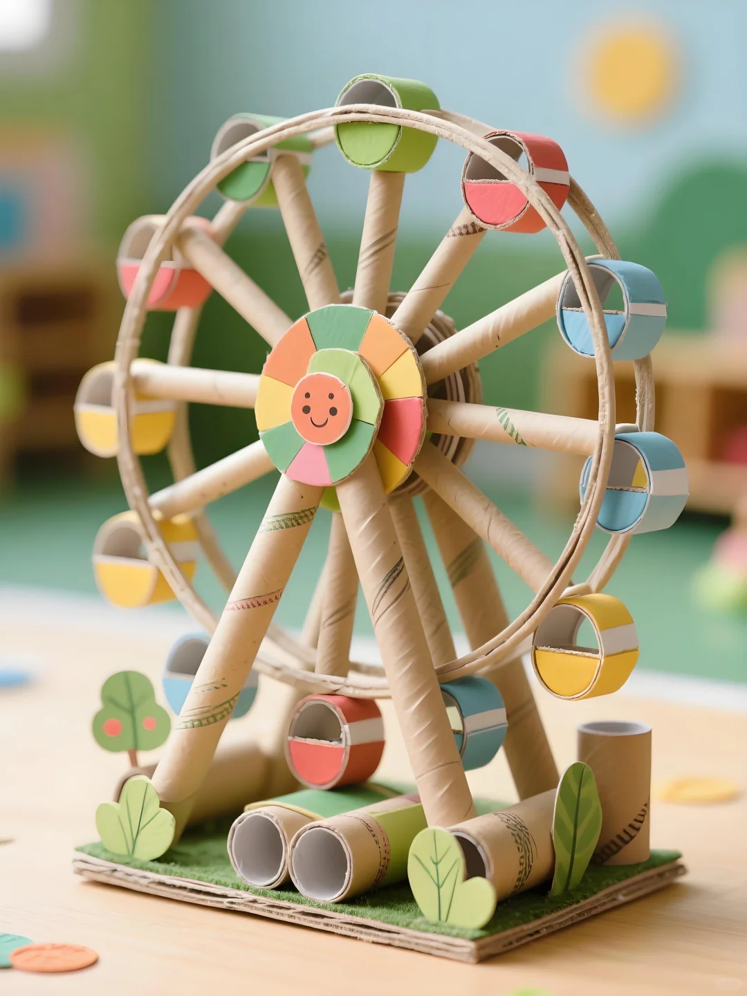 旧纸筒别扔，做个摩天轮吧?