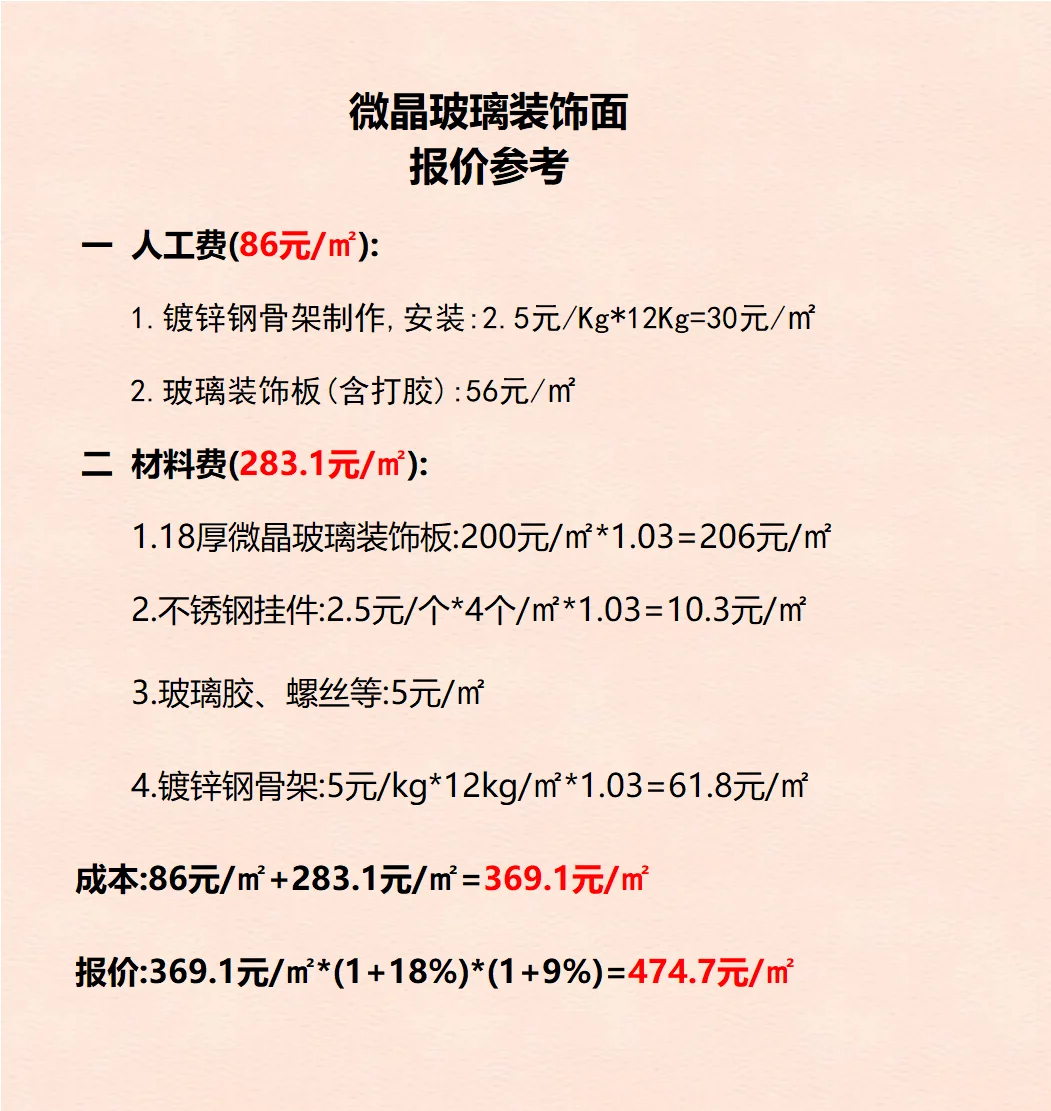 微晶玻璃装饰面报价参考