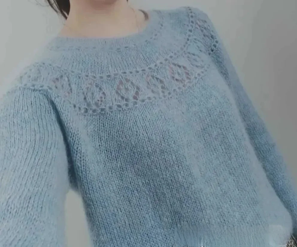 兰色马海宝石花初春毛衣图解向右➡️