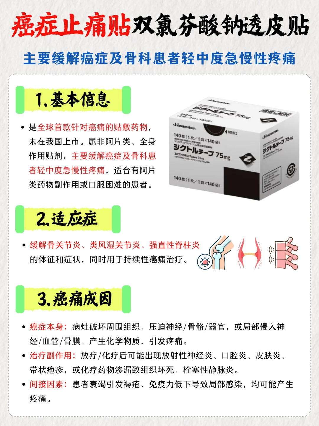 双氯芬酸钠透皮贴—癌痛患者的 贴剂止痛帮手