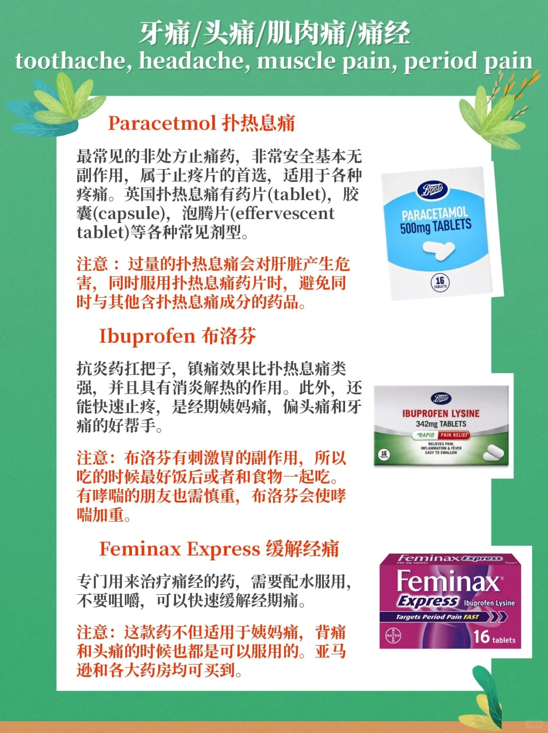 ? 英国非处方止疼消炎药盘点!对症下药~