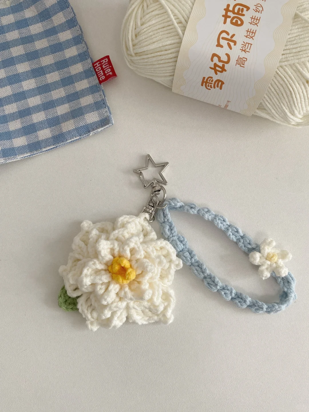 钩针?栀子花挂件【附图解步骤教程】