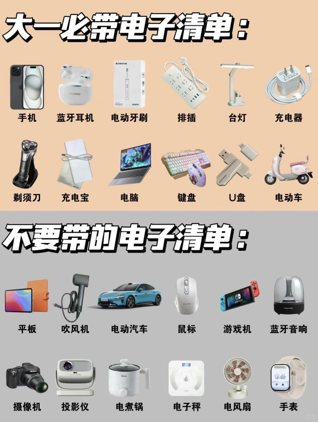 大一新生报道前必看!电子产品带哪些!