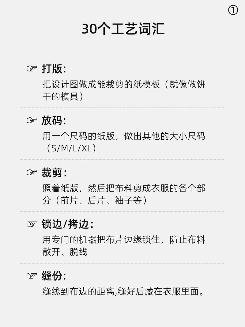 服装人必知的30个工艺词汇，看不懂算我输~