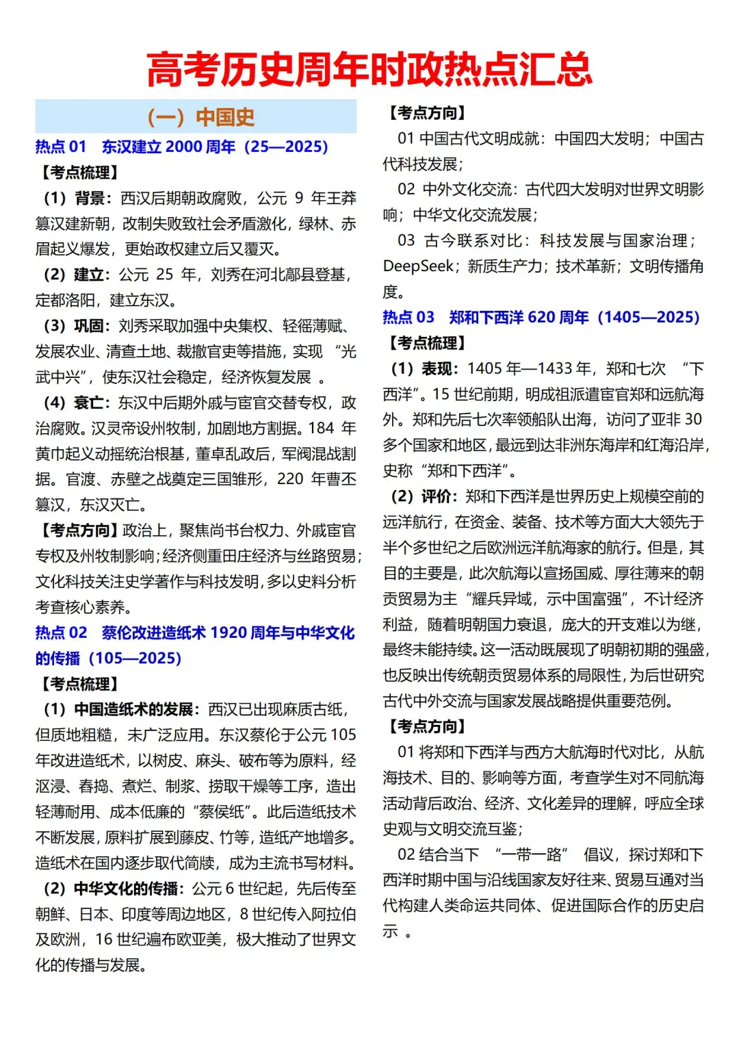 高考历史周年时政热点汇总