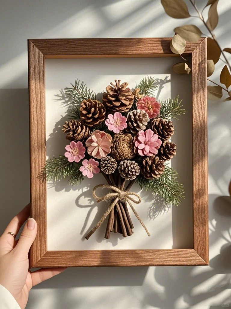 原来松果做的手工花束这么美?收藏做起来