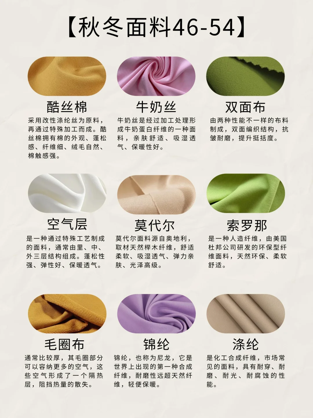 揭秘！秋冬能穿的54款面料！！！