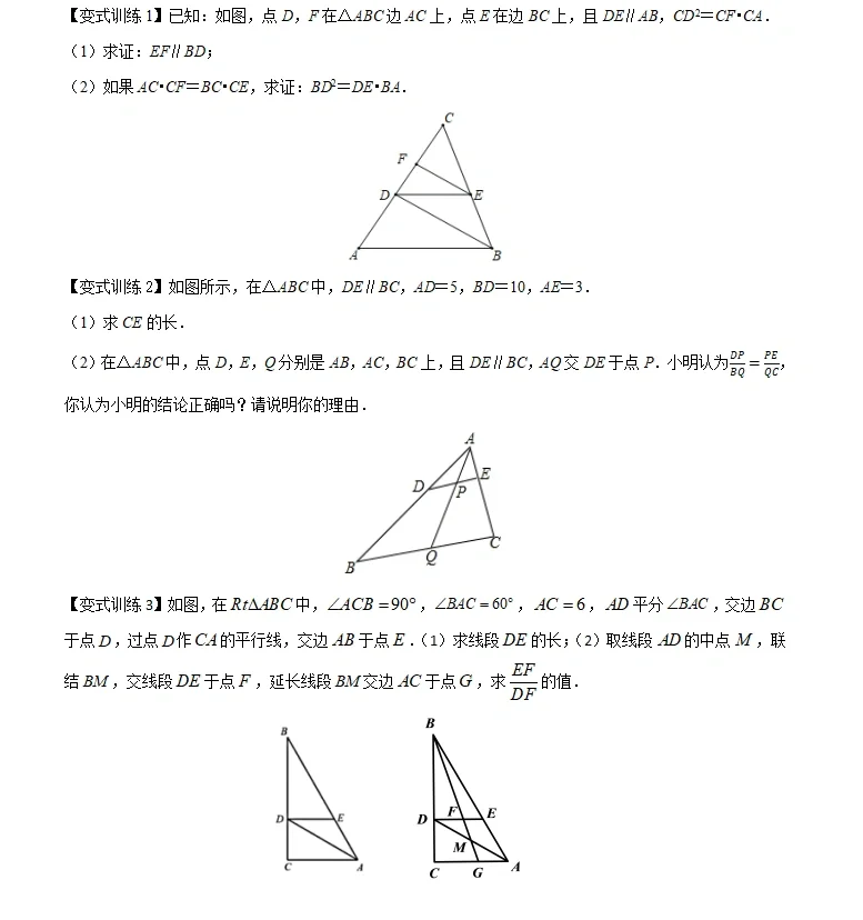 “相似三角形模型”经典例题+练习