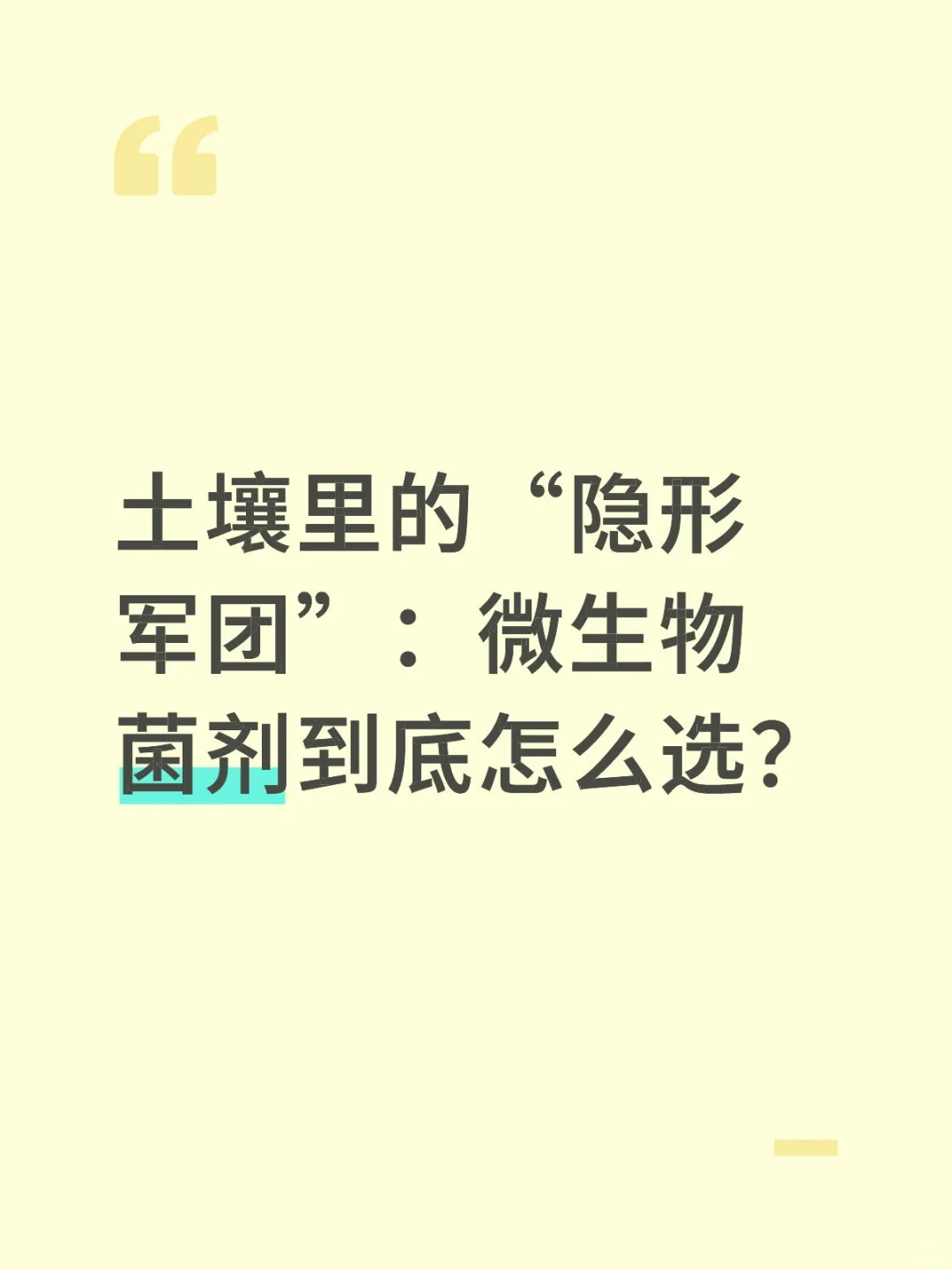 土壤里的“隐形军团”:微生物菌剂怎么选?