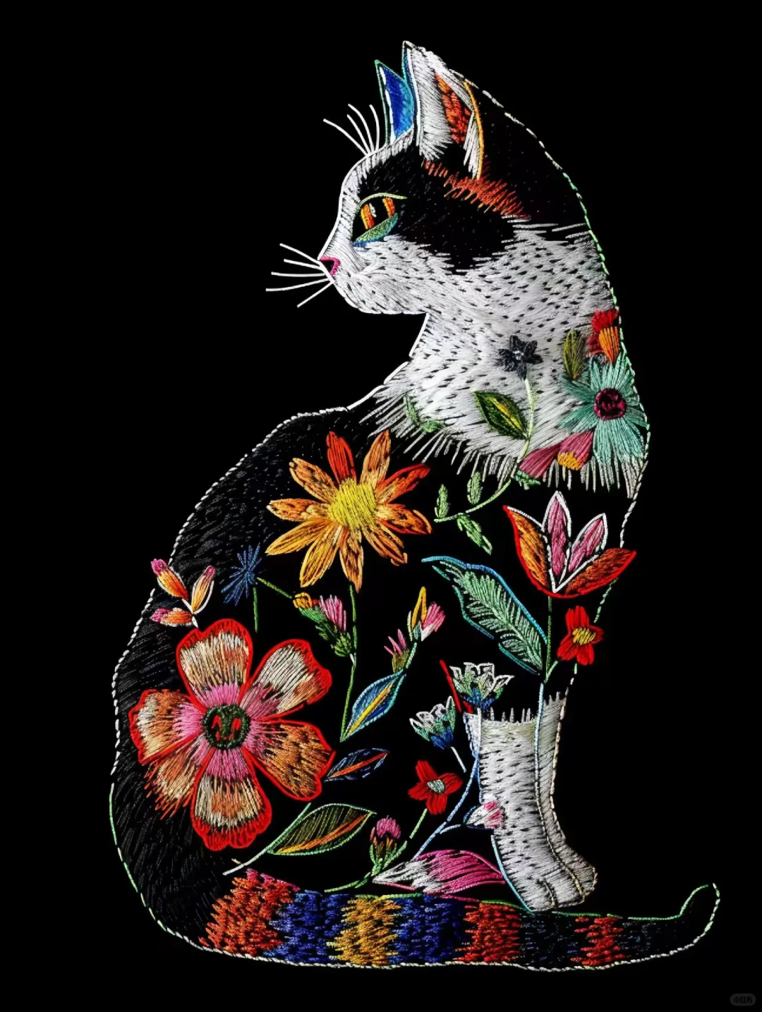 刺绣猫咪-创意图案设计分享