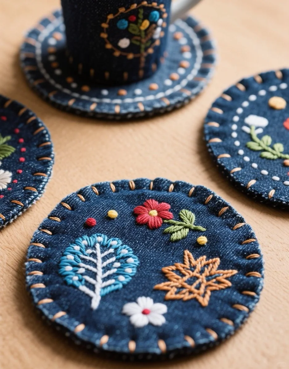 牛仔布手工杯垫