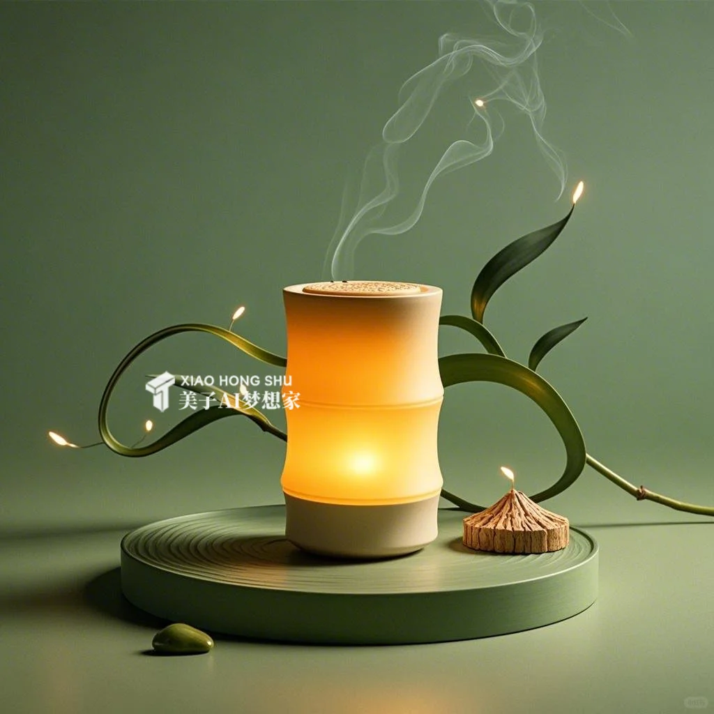 ✨AI产品设计1000个?国风竹景香薰蜡烛台