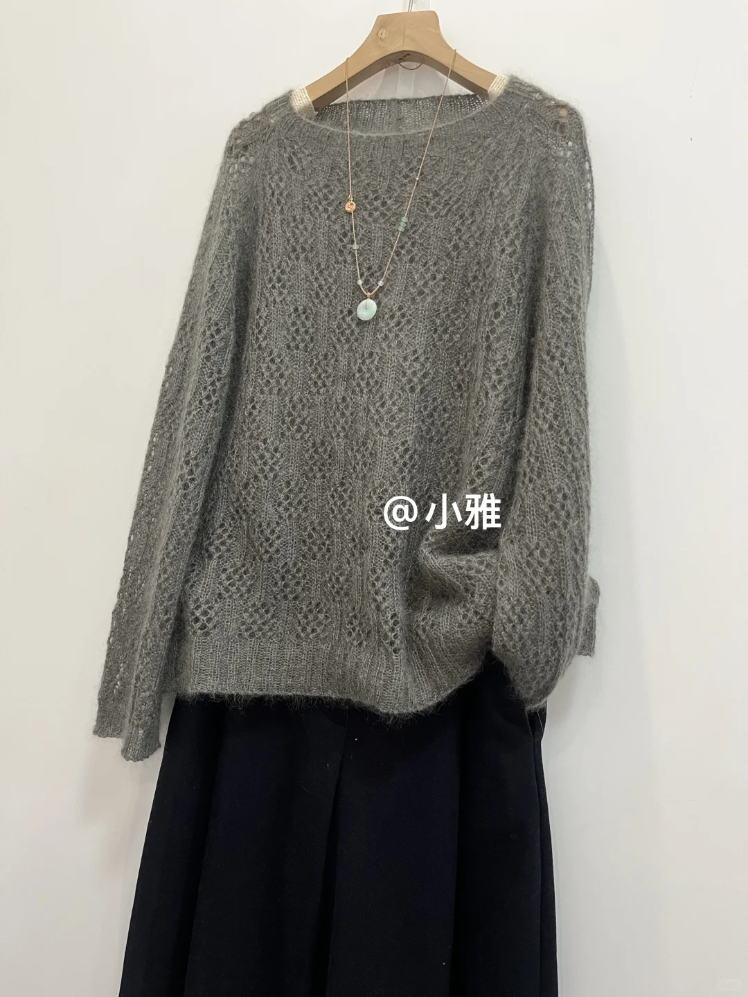 浅秋/镂空花马海毛毛衣教程分享