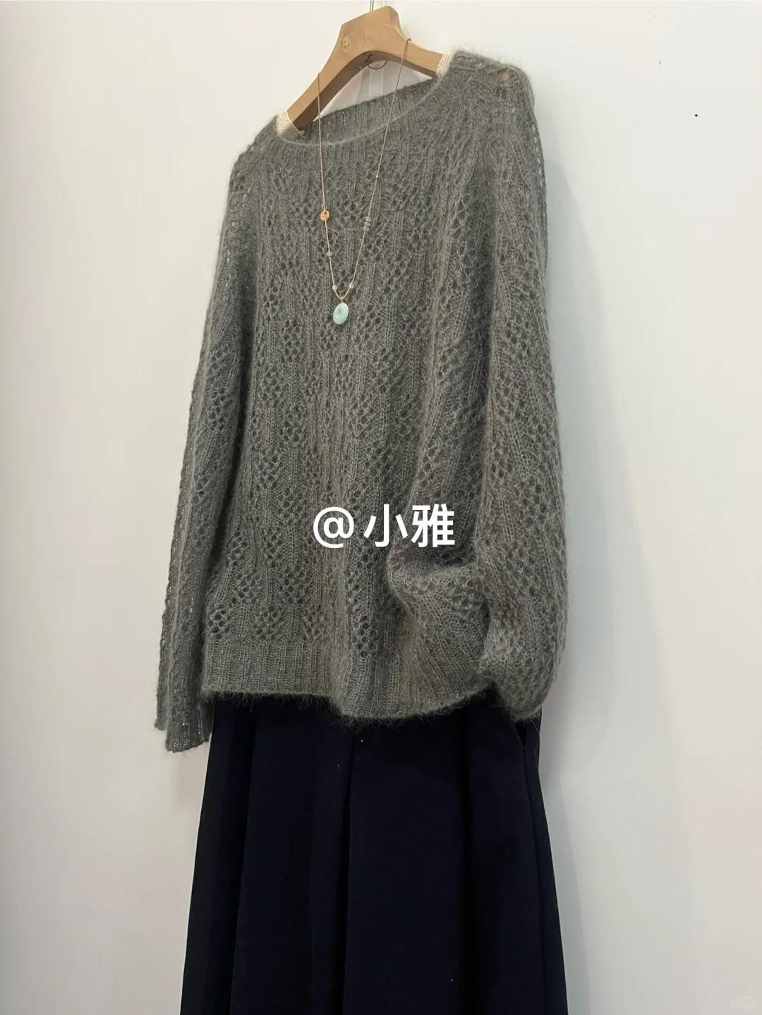 浅秋/镂空花马海毛毛衣教程分享