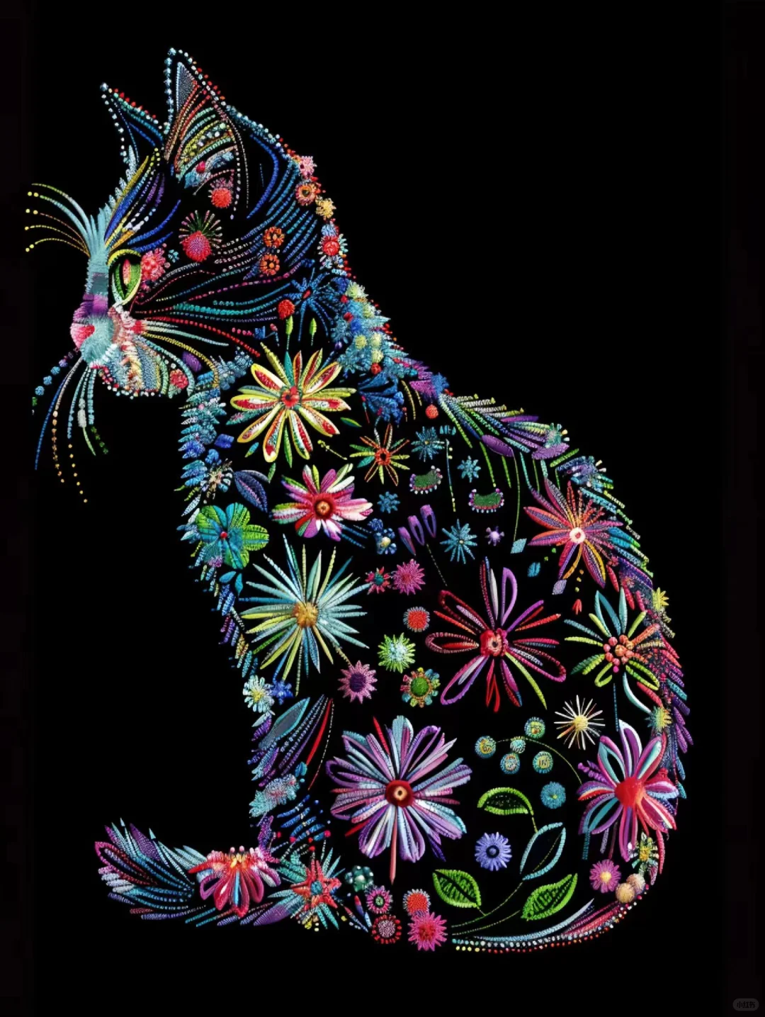 刺绣猫咪-创意图案设计分享