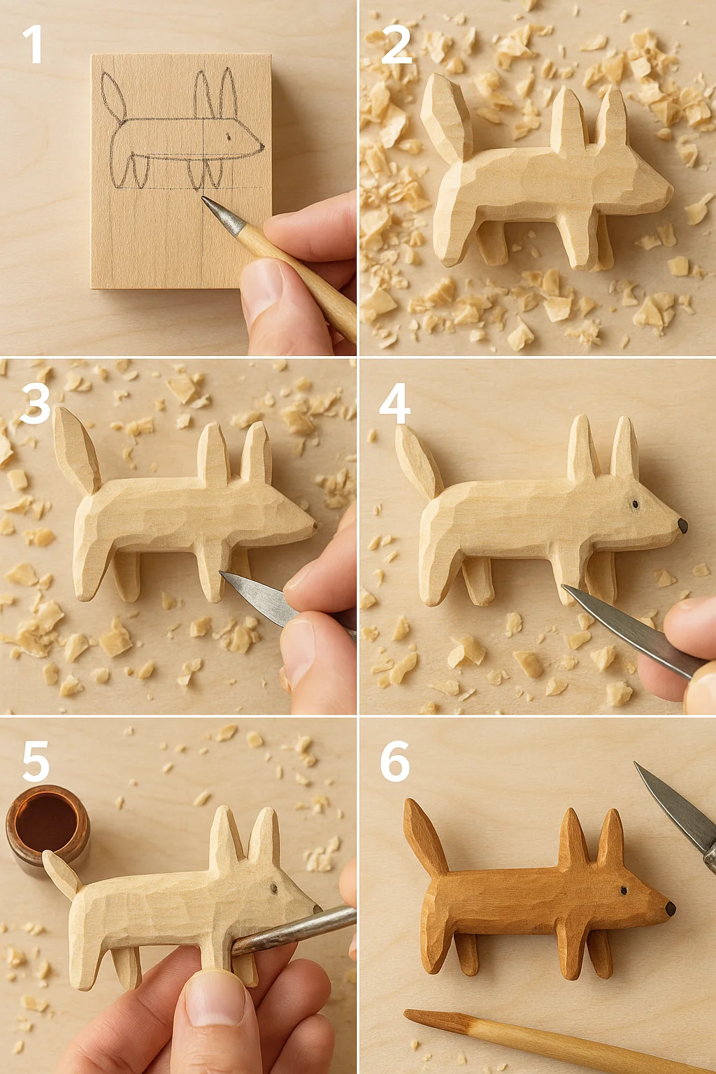 ?木雕进阶练习!6款更有挑战的小图形+步骤✨