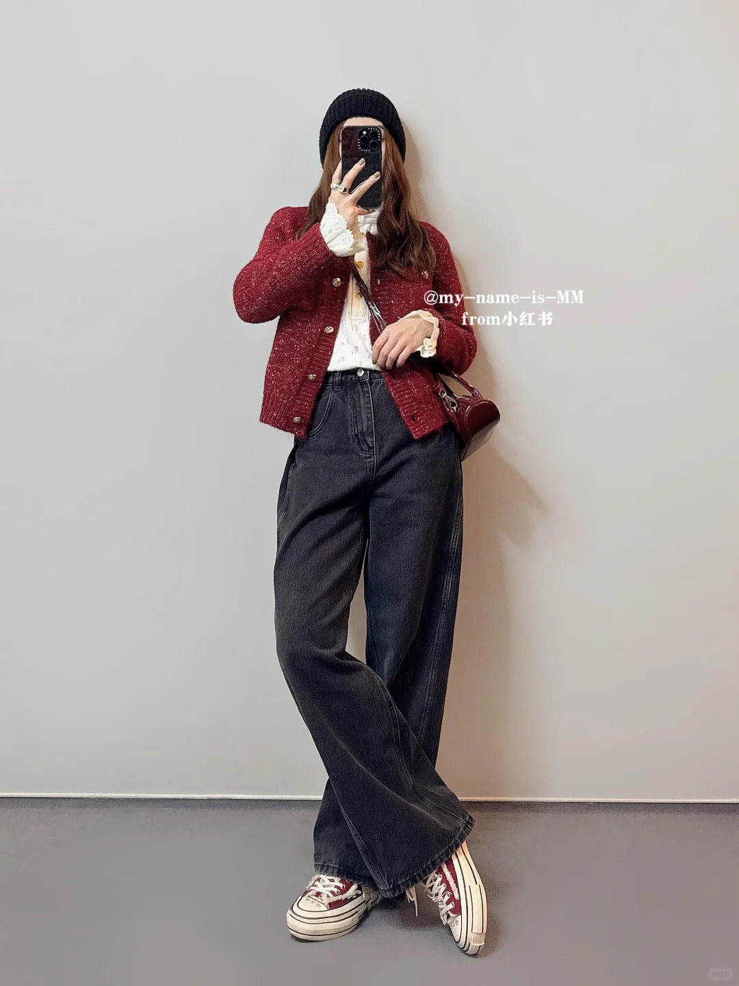 OOTD/冬季穿搭 节日氛围感红毛衣搭配羽绒服