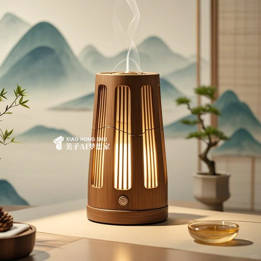 ✨AI产品设计1000个?国风竹景香薰蜡烛台