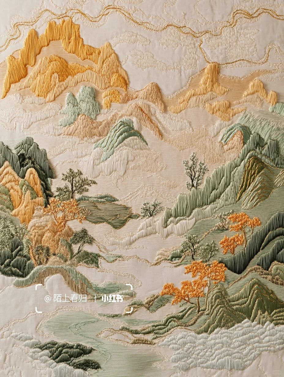 『AIGC-苏绣艺术』一针一线间的山水诗意