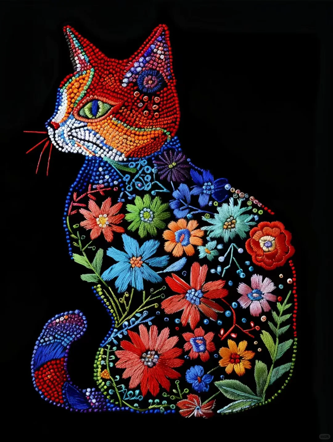刺绣猫咪-创意图案设计分享